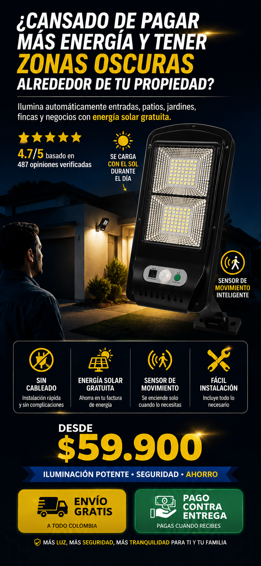 Lampara Solar Con Sensor LumiGuard